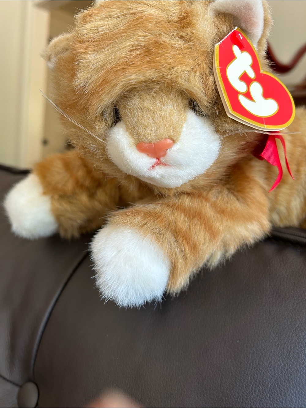 Ty Al E Kat - Orange and White Tabby Cat Plush with Heart Tag 1995